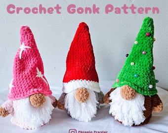 Crochet Your Own Festive Gonk - Easy to Follow Crochet Gonk Pattern - 2 for 1 Deal - Simple Amigurumi Pattern - Christmas Crochet