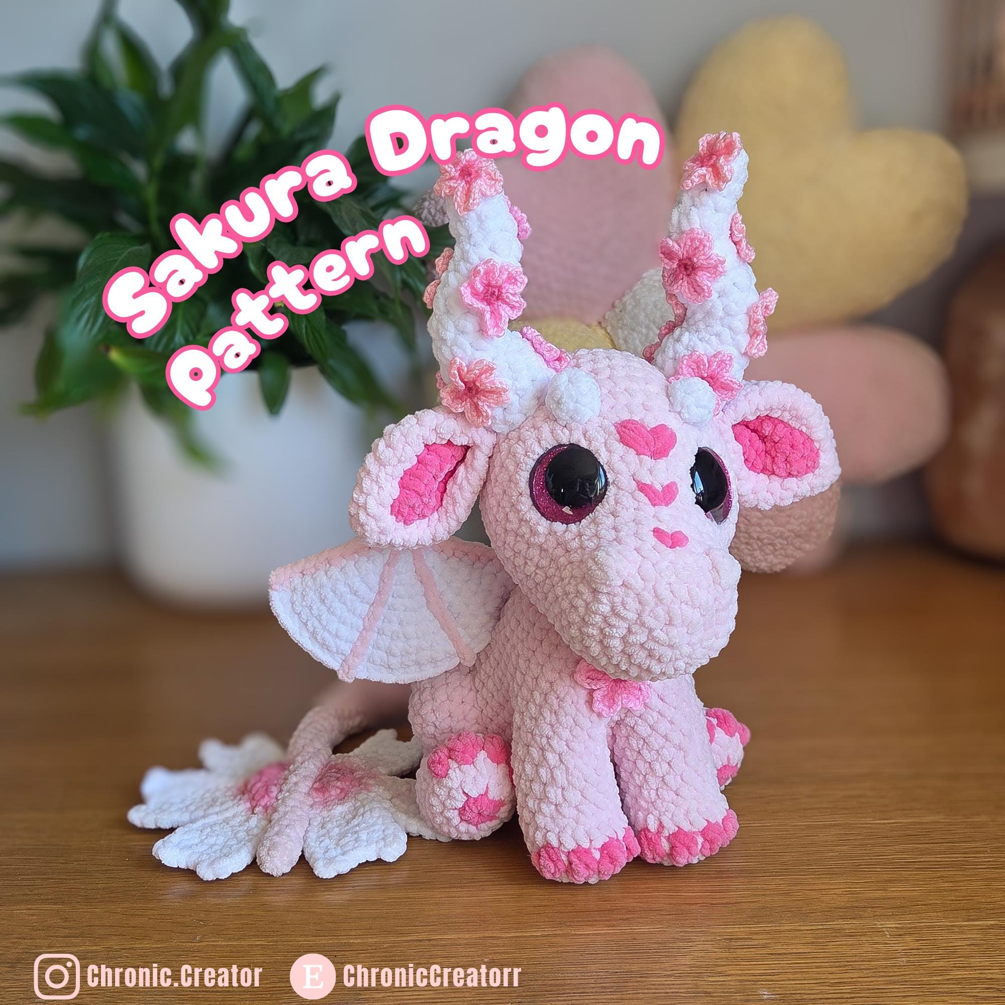 ①crazygugu koakumatata ググタタ どんどん sakura Sakura Dragon Crochet Pattern: Amigurumi Plushie DIY (PDF Pattern