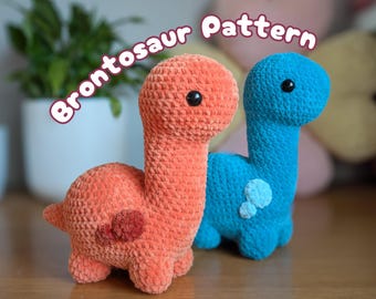 Dinosaur Crochet Pattern PDF | Low-Sew Brontosaurus Amigurumi Plushie | Beginner-Friendly Toy