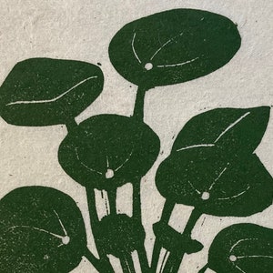 Original Linocut Print, "Pilea"