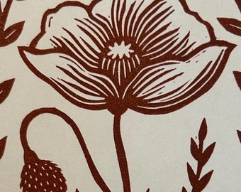Original Linocut Print, "Flora"