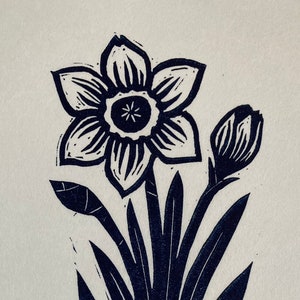 Tiny Prints--Original Linocut Print, "Daffodil"