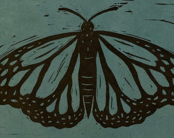 Original Linocut Print, "Nomad"