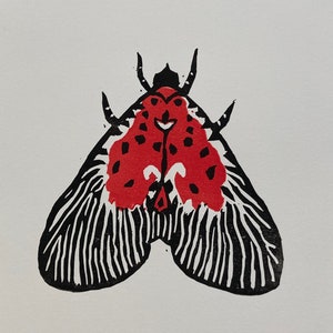 Tiny Prints--Original Linocut Print, "Moth"