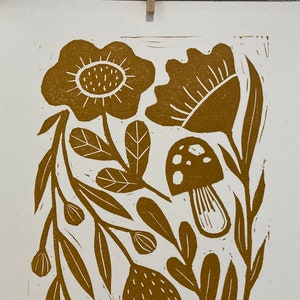 Tiny Prints--Original Linocut Print, "Flora"
