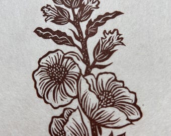 Original Linocut Print, "desert globemallow”