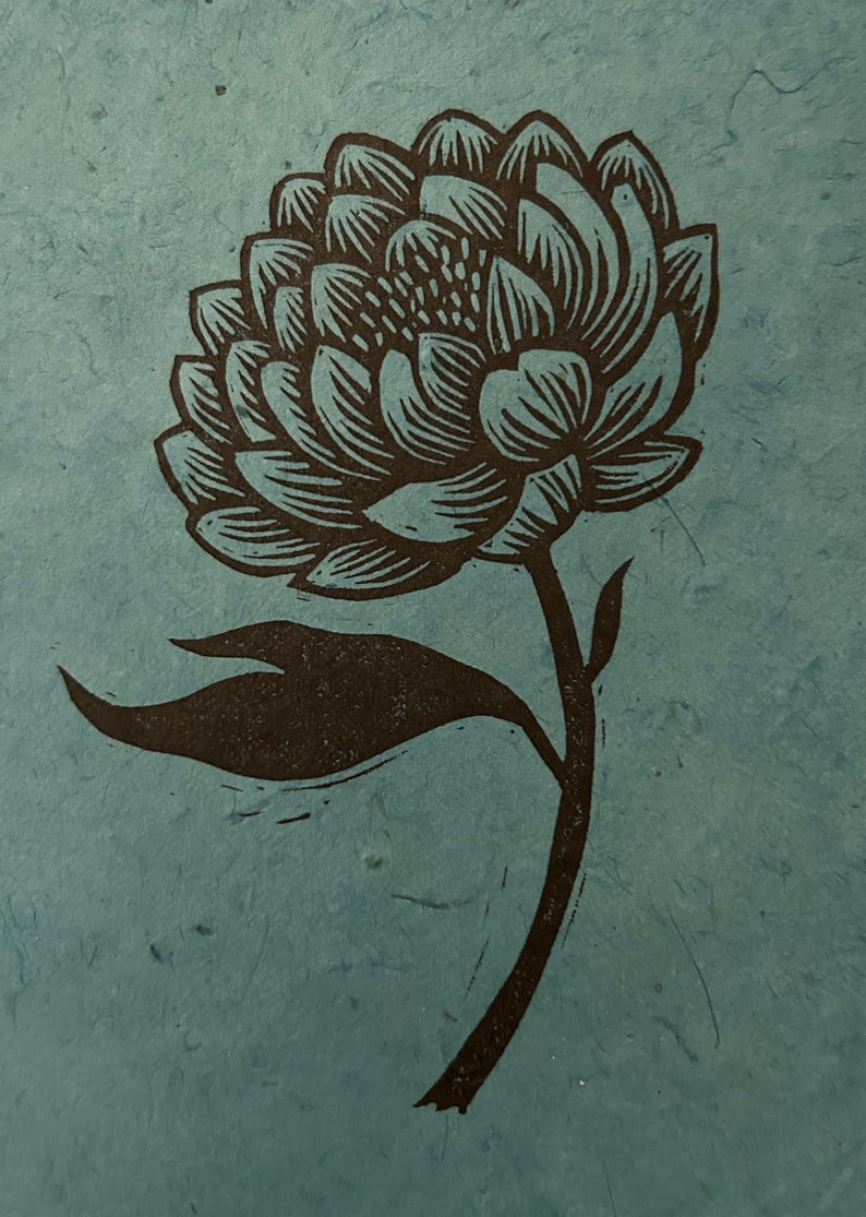Round Linocuts Original Linocut Print,