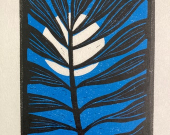 Original Linocut Print, "Moonlight"