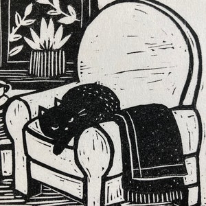 Original Linocut Print, "Waiting"