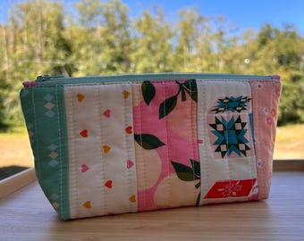 Quilted Patchwork Zipper Pouch/beautiful Melody Miller fabric