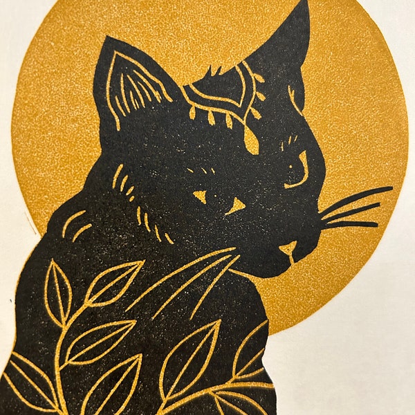 Original Linocut Print, "little queen"