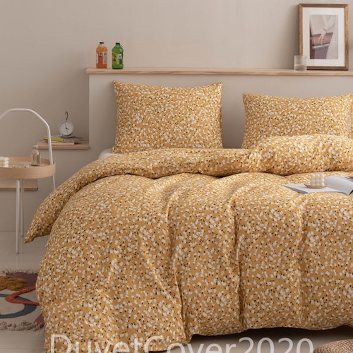 Pompom Duvet Cover Yellow Boho Bedding 100 Cotton Exclusive Etsy