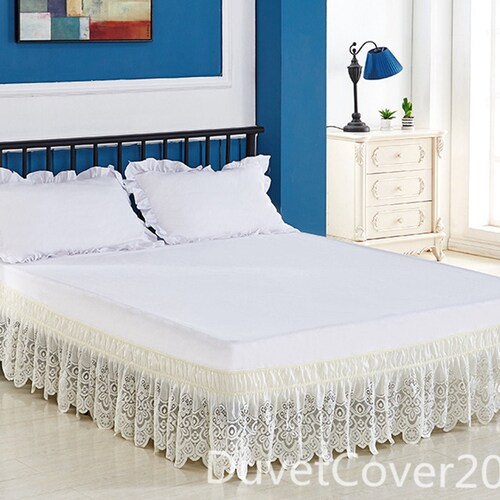 Solid Lace Bed Skirt Twin Queen Kinglace Bed Skirtsbedskirts Etsy