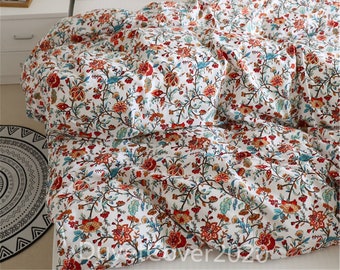 Paisley Cotton Floral Red Flowers Duvet Cover Queen/Twin/Full/King Duvet Covers,Dorm Bedding,Pillowcase,Fitted Sheet,Quilt Cover,Bed Cover