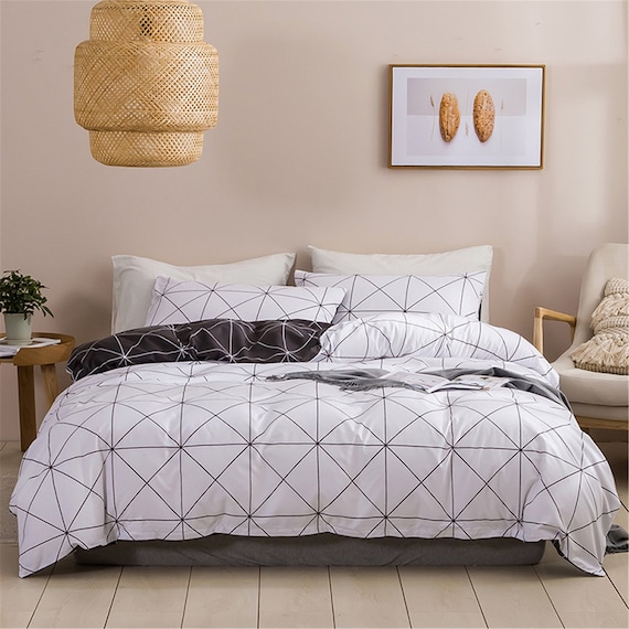 Geometric Printed Duvet Quilt Cover Bedding Set with Pillow Case Twin Queen King