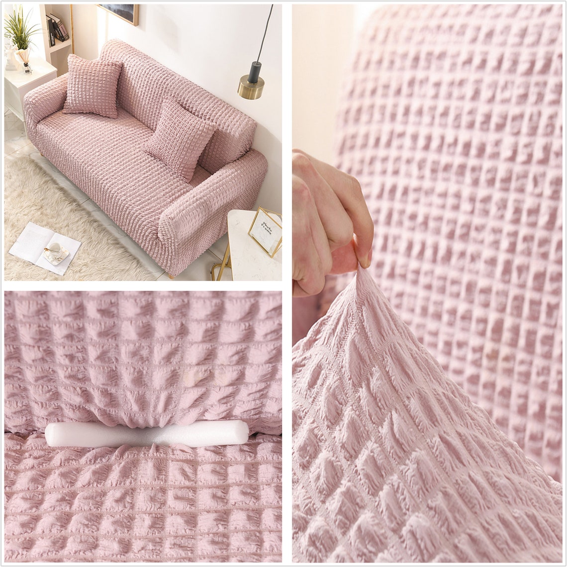 Pure Light Pink Sofa Covercouch Cover slipcovers sofa Cover | Etsy