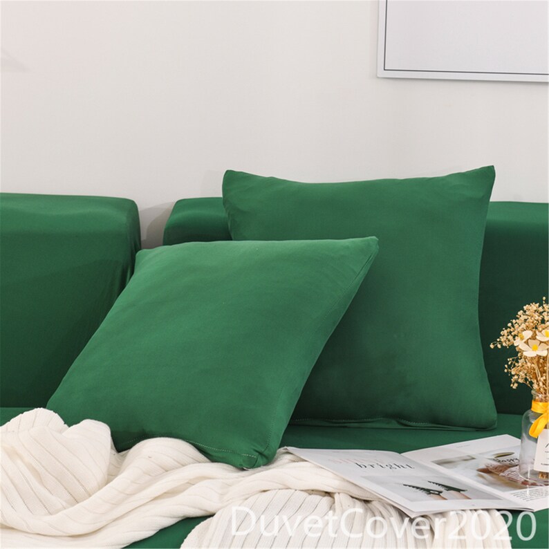 Concise Sofa Coverpure Dark Green Sofa Coverslipcoverssofa Etsy