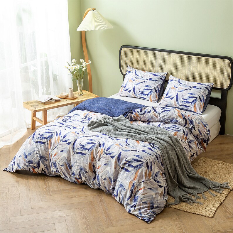 Vintage Navy Floral Duvet Cover Queen King Twin Duvet Cover Etsy