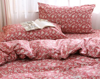 Dark Red 100% Cotton Duvet Cover Twin 