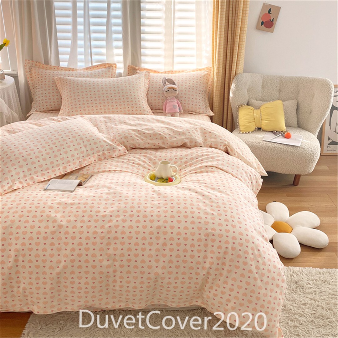 100 Cotton Heart Print Duvet Cover Twin/full/queen/king,customized