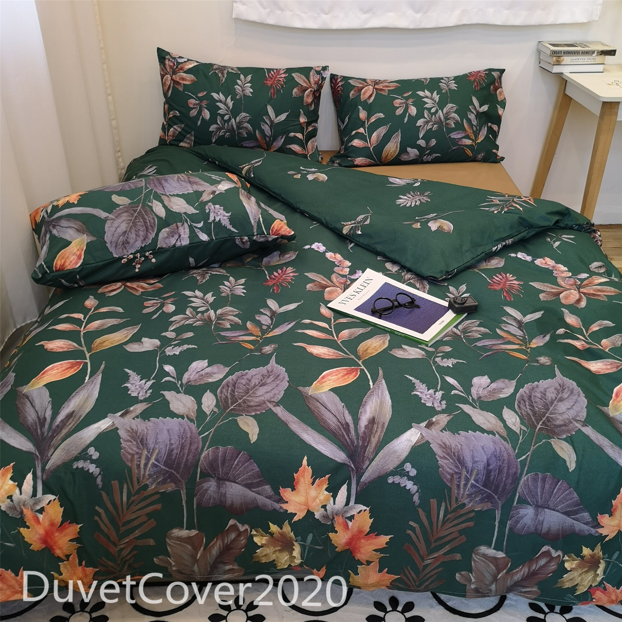 Green Floral Duvet Cover Queen King Twin Double Single Duvet Etsy