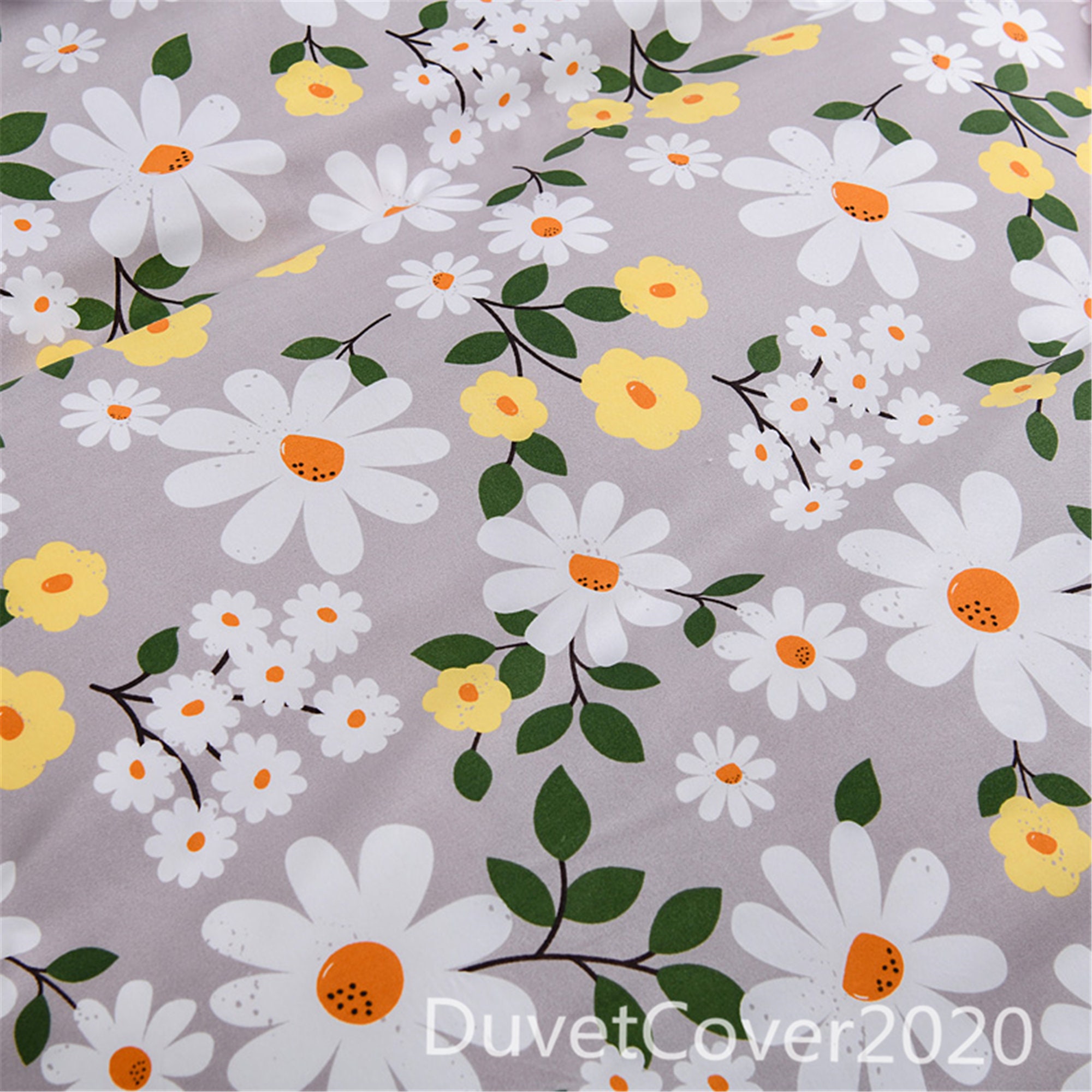 Gray Floral Duvet Cover QueenDuvet Covers Etsy