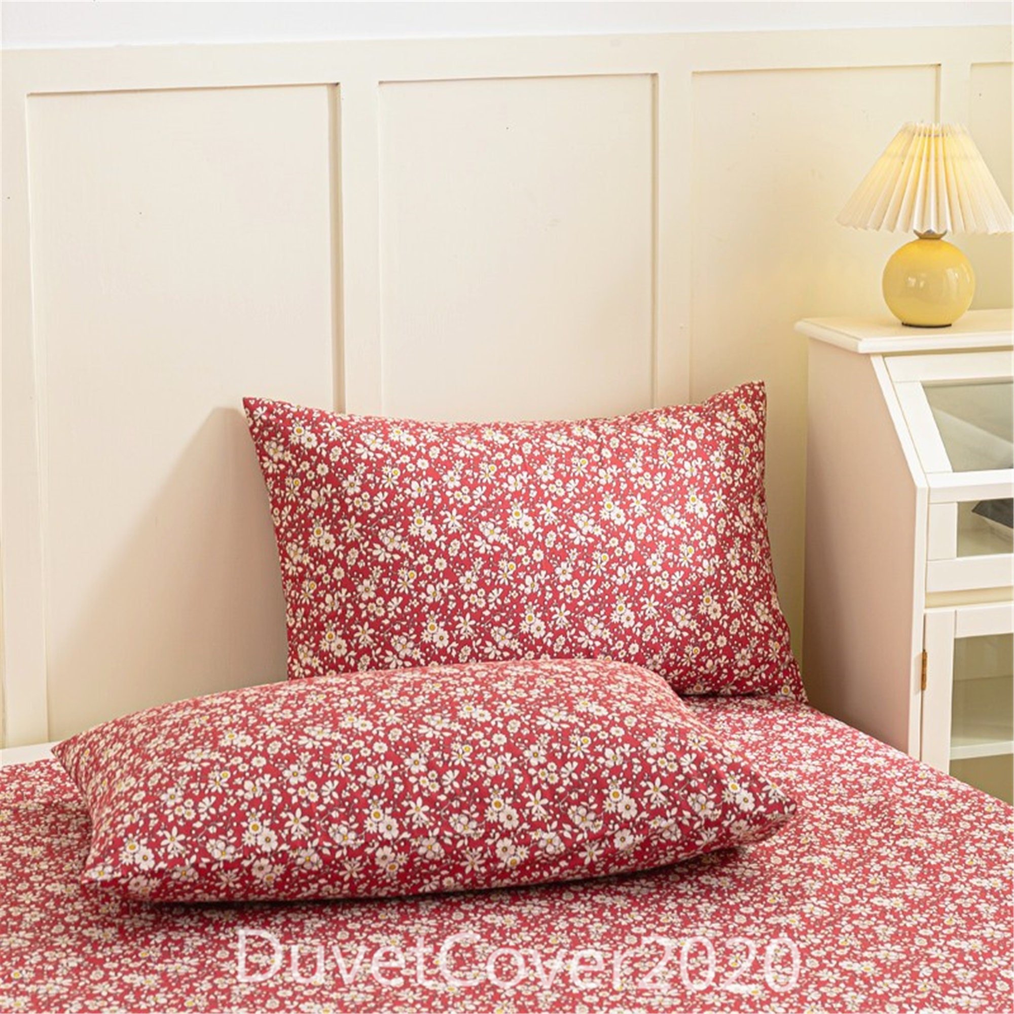 Red Floral Duvet Cover Twin/full/queenbedding Set Etsy