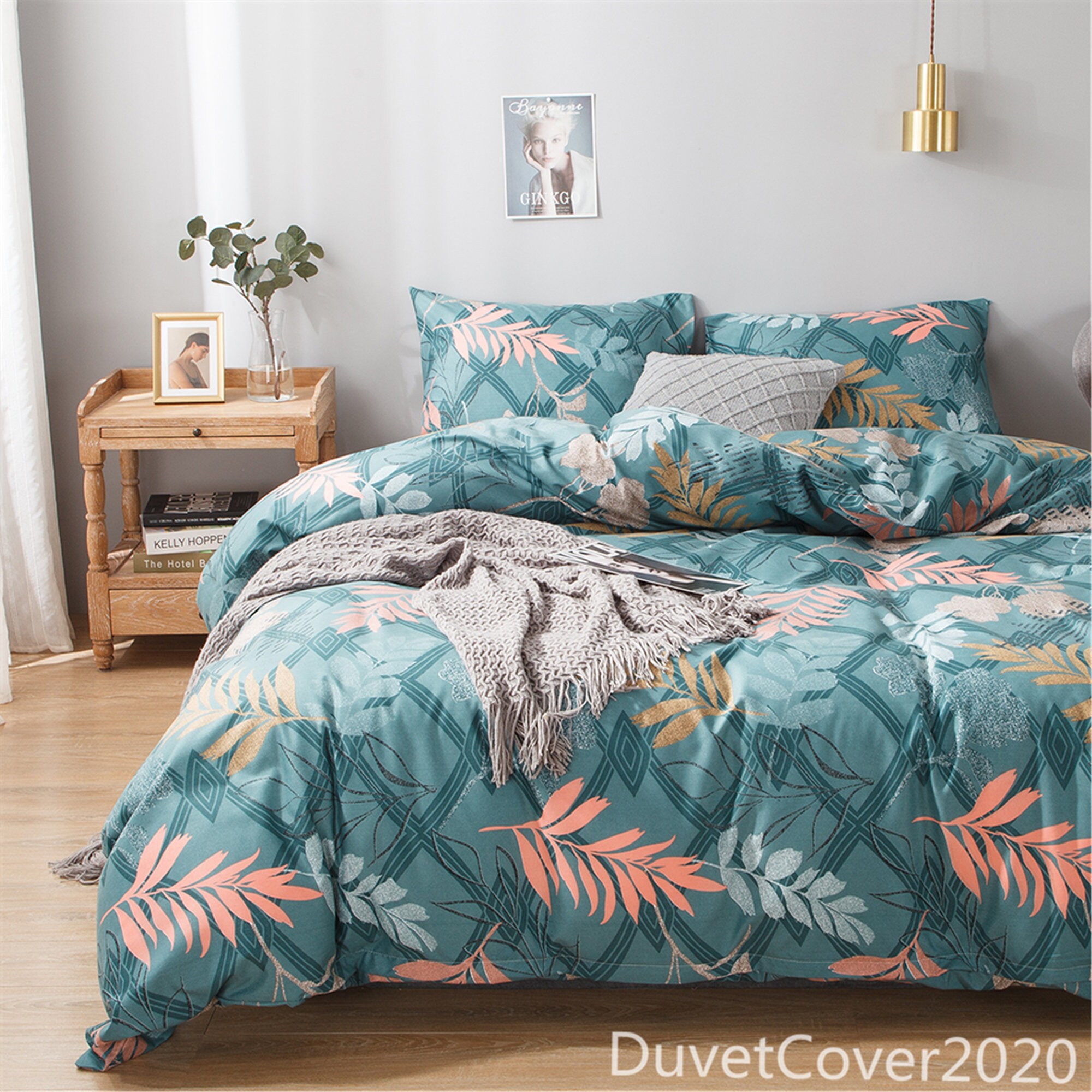 Fresh Duvet Cover Green FloralDuvet Cover Queen Twin Etsy