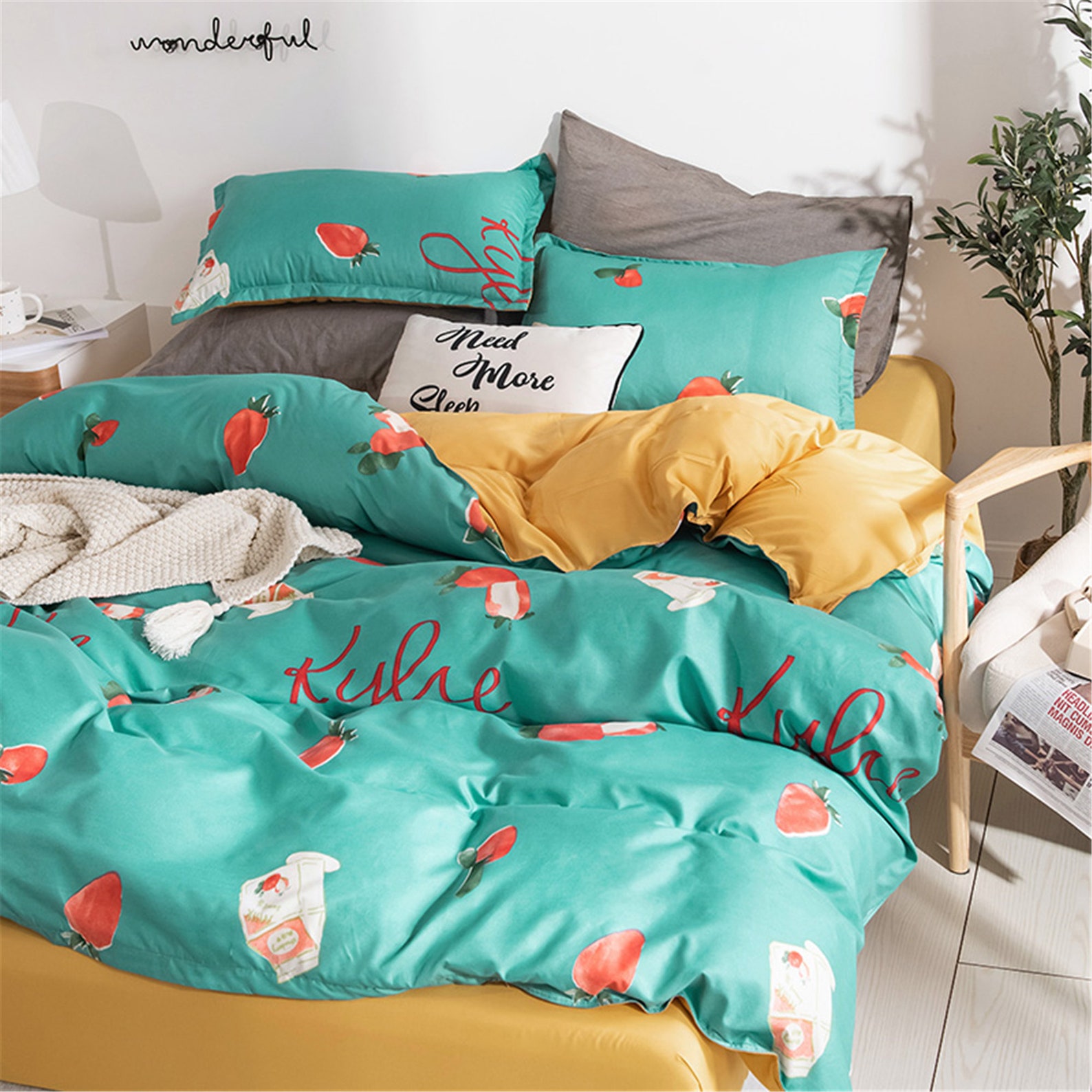 Duvet Cover Set Green Floral Bedding Set Queen King Twin for Etsy