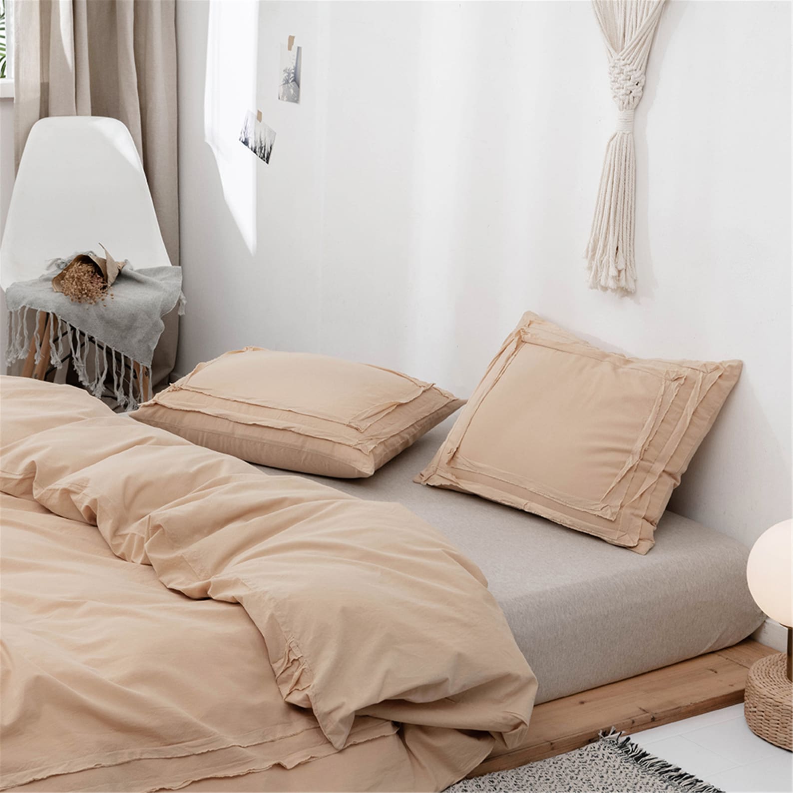 Khaki Concise Duvet Cover Set Soft 100 Cotton Bed Set Twin Etsy