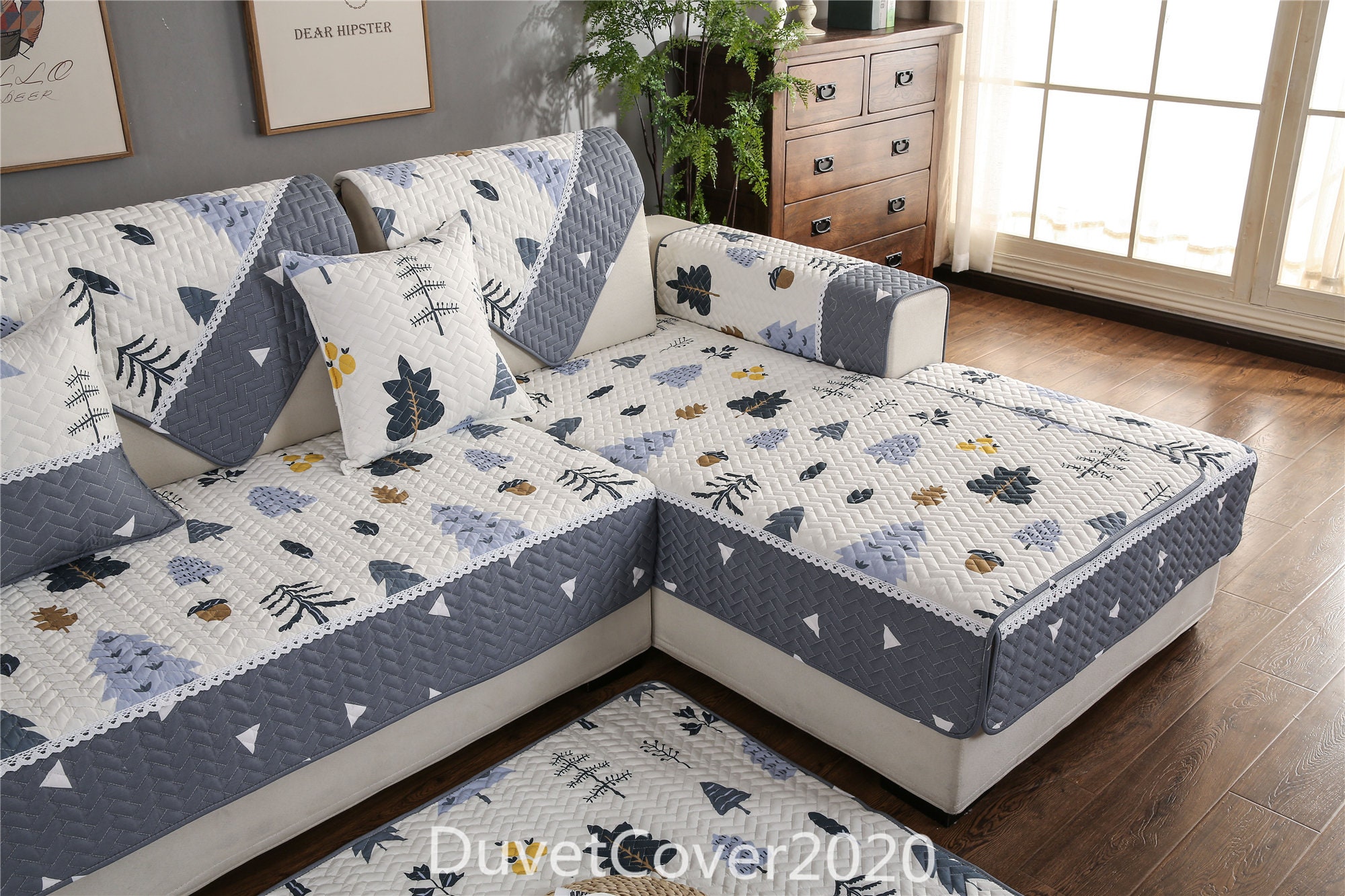 White Couch Cover Lacethicken Cotton Sofa Etsy