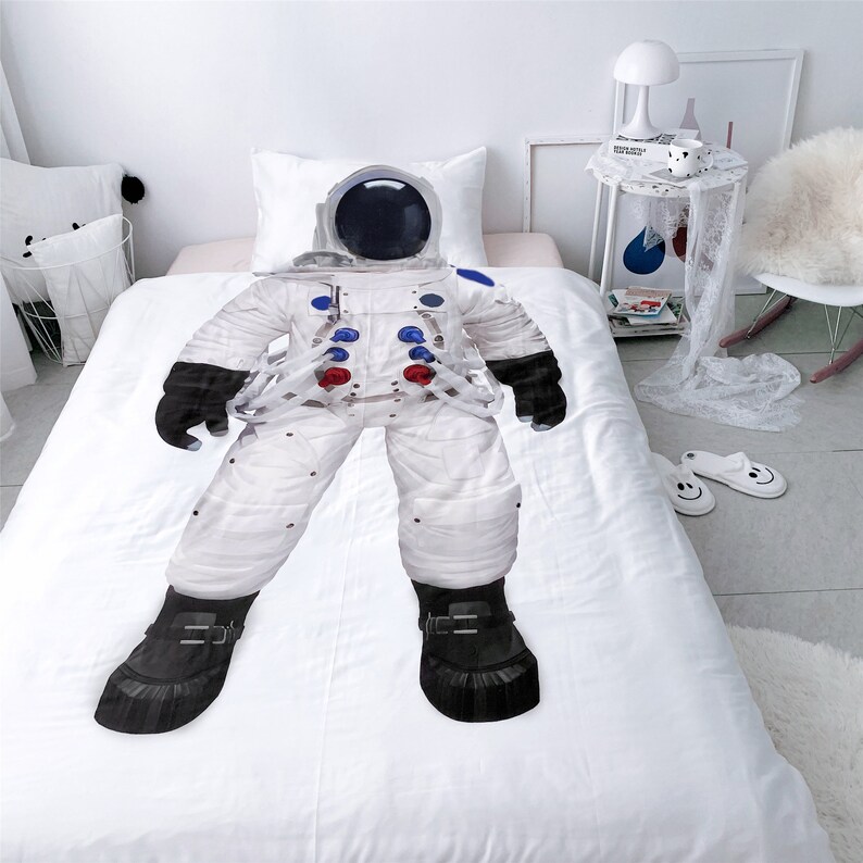 Funny Duvet Cover Spaceman Figure Print Duvet Covers Single Etsy