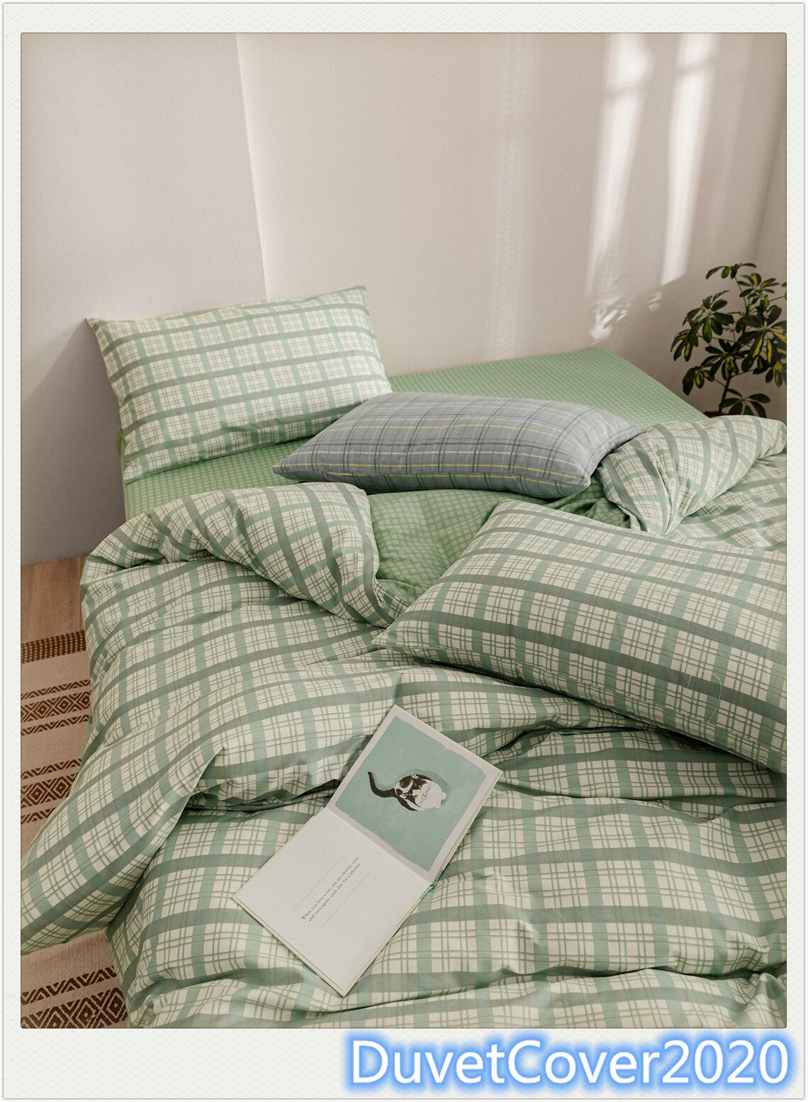 Fresh Green Plaid Duvet Cover Cottonduvet Covers Twin Queen Etsy Canada