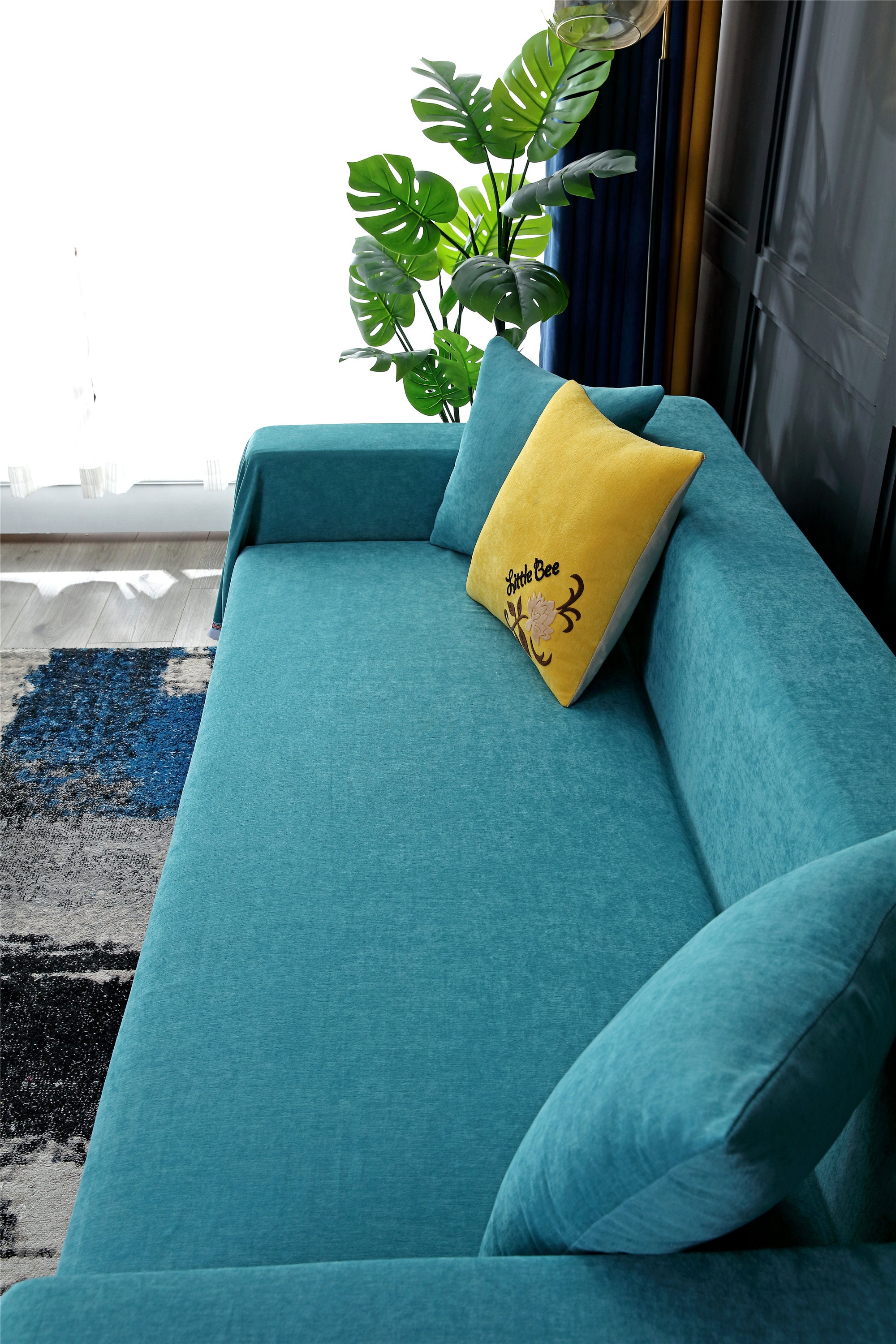 Solid Sofa Coverslipcoverssofa Cover Bluehome Livingsofa Etsy