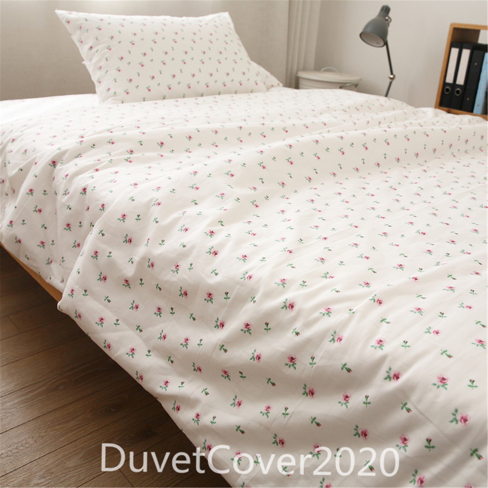Customized Size White Cotton Duvet Covers With Roses100 Etsy