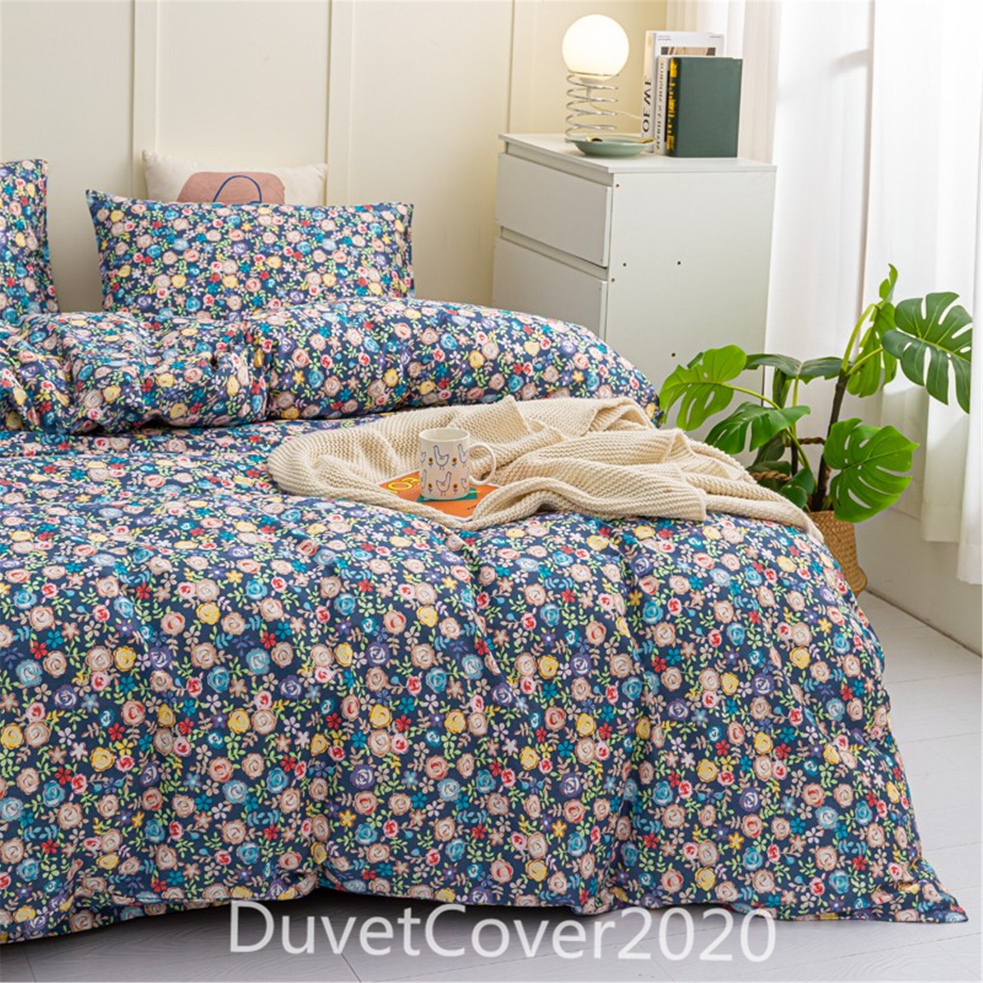 MOTNTD Floral Duvet Cover Twin Soft Cotton Bedding Set Twin