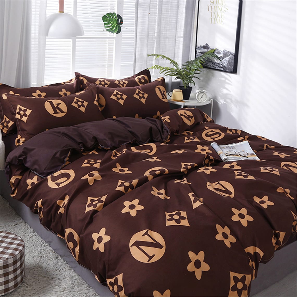 Duvet Cover Brown Floral Duvet Covers QueenDuvet Cover Etsy