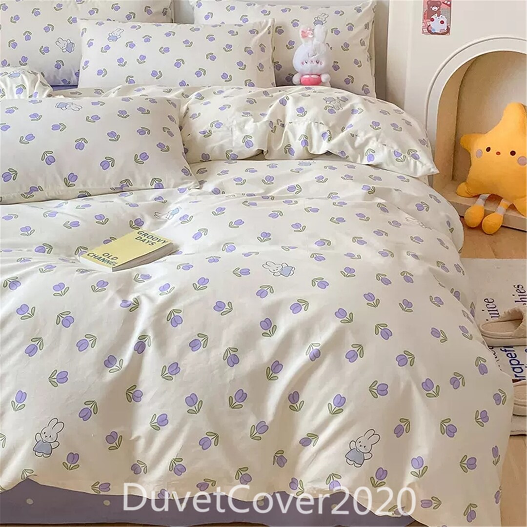 100 Cotton Purple Floral Duvet Cover Queen/twin/full,cotton Duvet