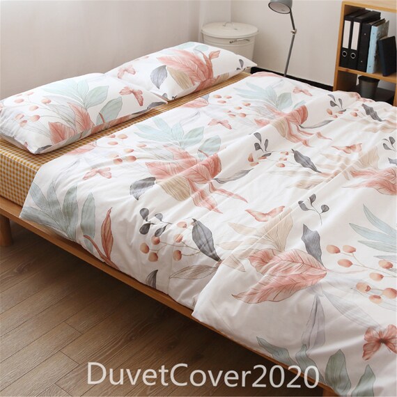 White Cotton Duvet Covers With Flowers100 Cotton Floral Etsy