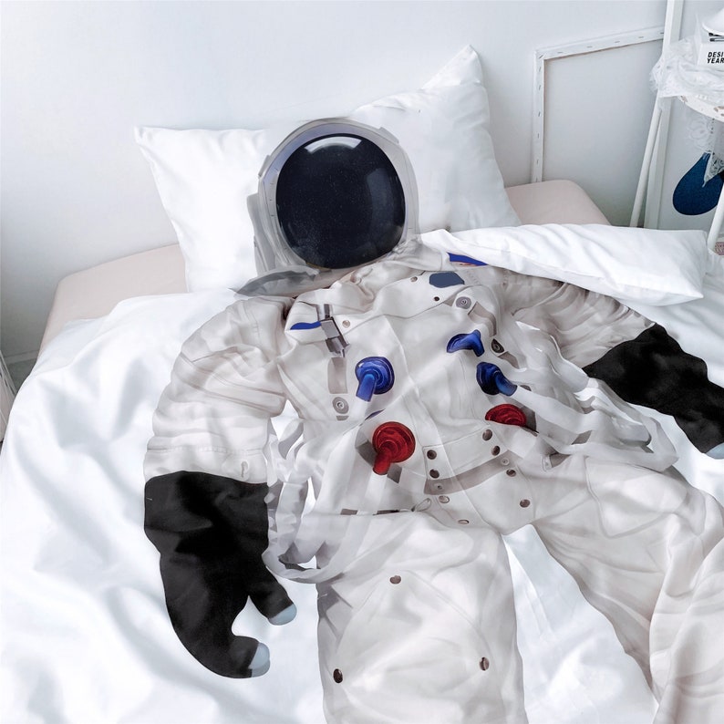 Funny Duvet Cover Spaceman Figure Print Duvet Covers Single Etsy