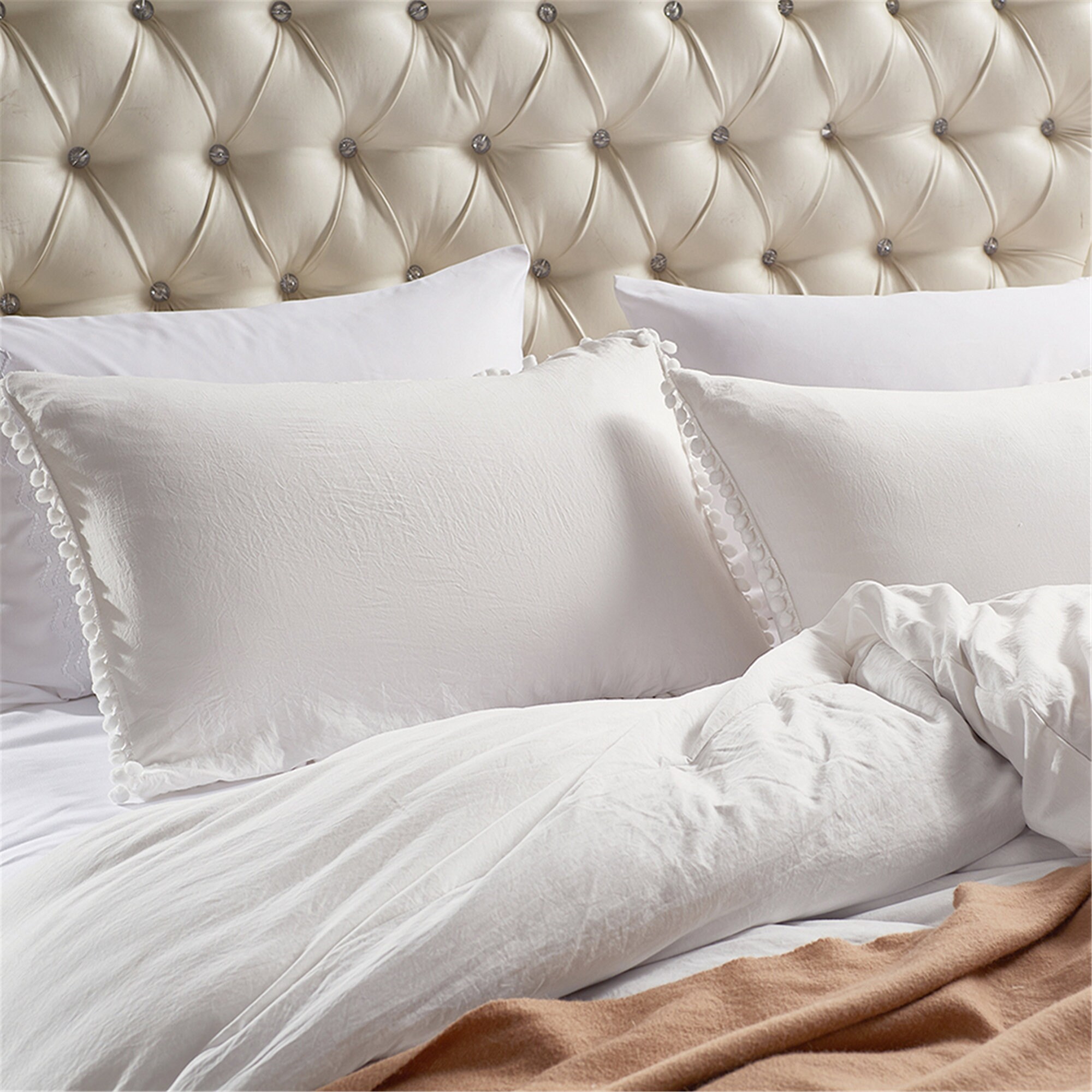 Fringed Solid Color White Duvet Cover Concise Soft Smooth 3Pc Etsy