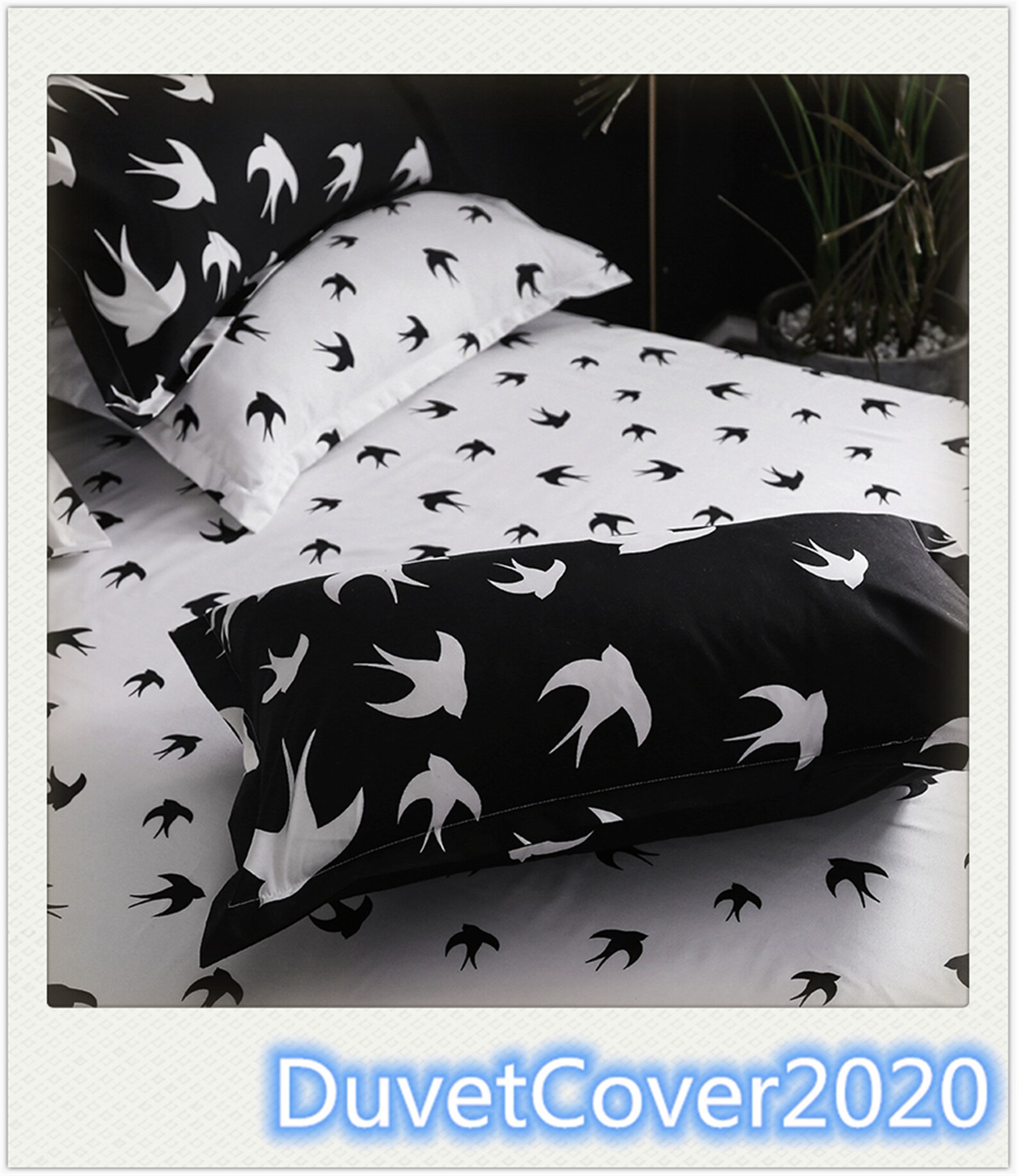 Black White Bird Print Duvet Cover King Queen Twin Full Duvet Etsy