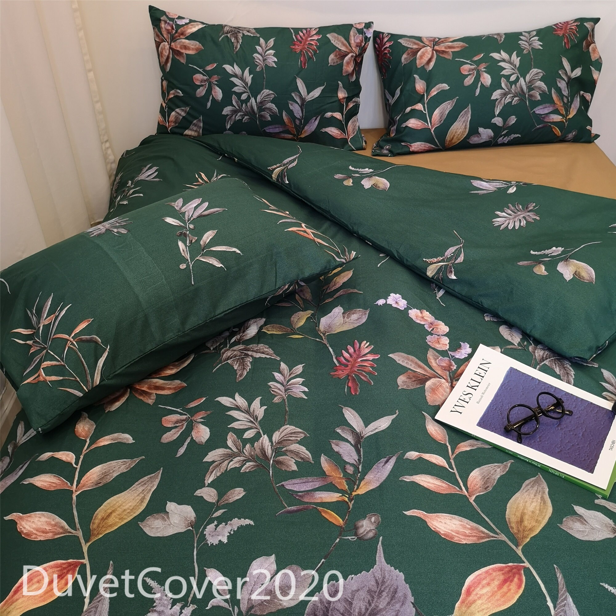 Green Floral Duvet Cover Queen King Twin Double Single Duvet Etsy