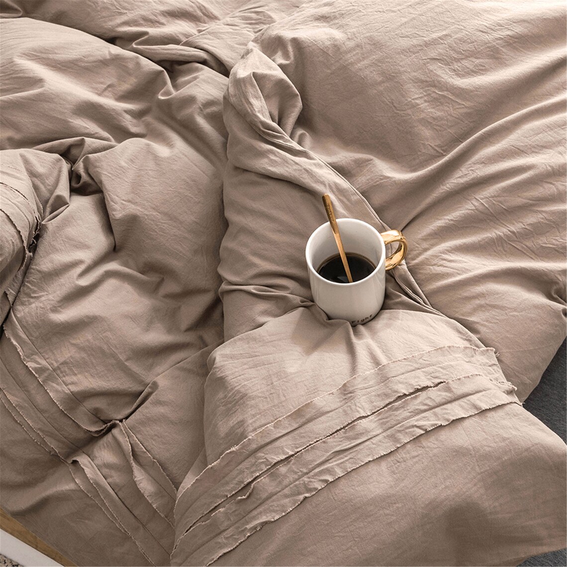 Light Brown Solid Color 100 Cotton Duvet Cover Twin Queen Etsy