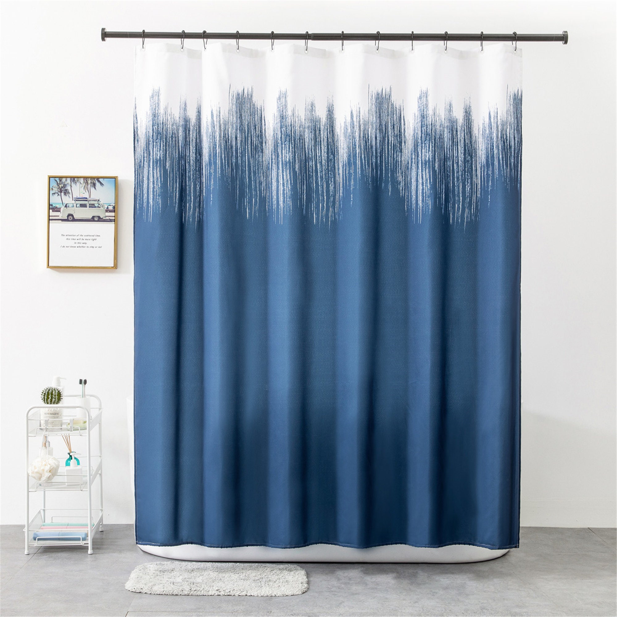 Download Waterproof Bath Curtain Blue/Shower Curtain Mockup/ Bath | Etsy