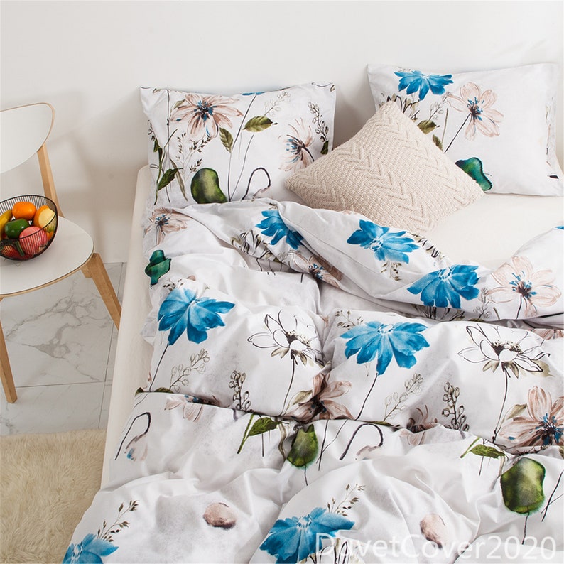 White Fl Duvet Cover Queen Twin King Bedding Set Covers Kid Teen Bedroom Decor Comforter Quilt Kits Bed Home Living Golden City Vn White Fl Duvet Cover Queen Twin, Queen Size Bed Quilt Kits
