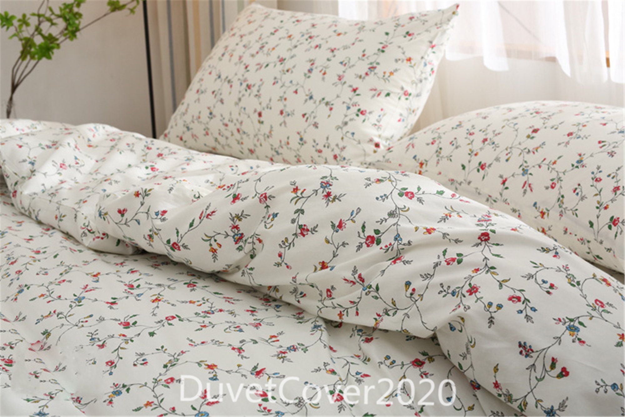 White Floral 2 Piece Duvet Cover Set East Urban Home Size: King Duvet Cover + 2 Shams