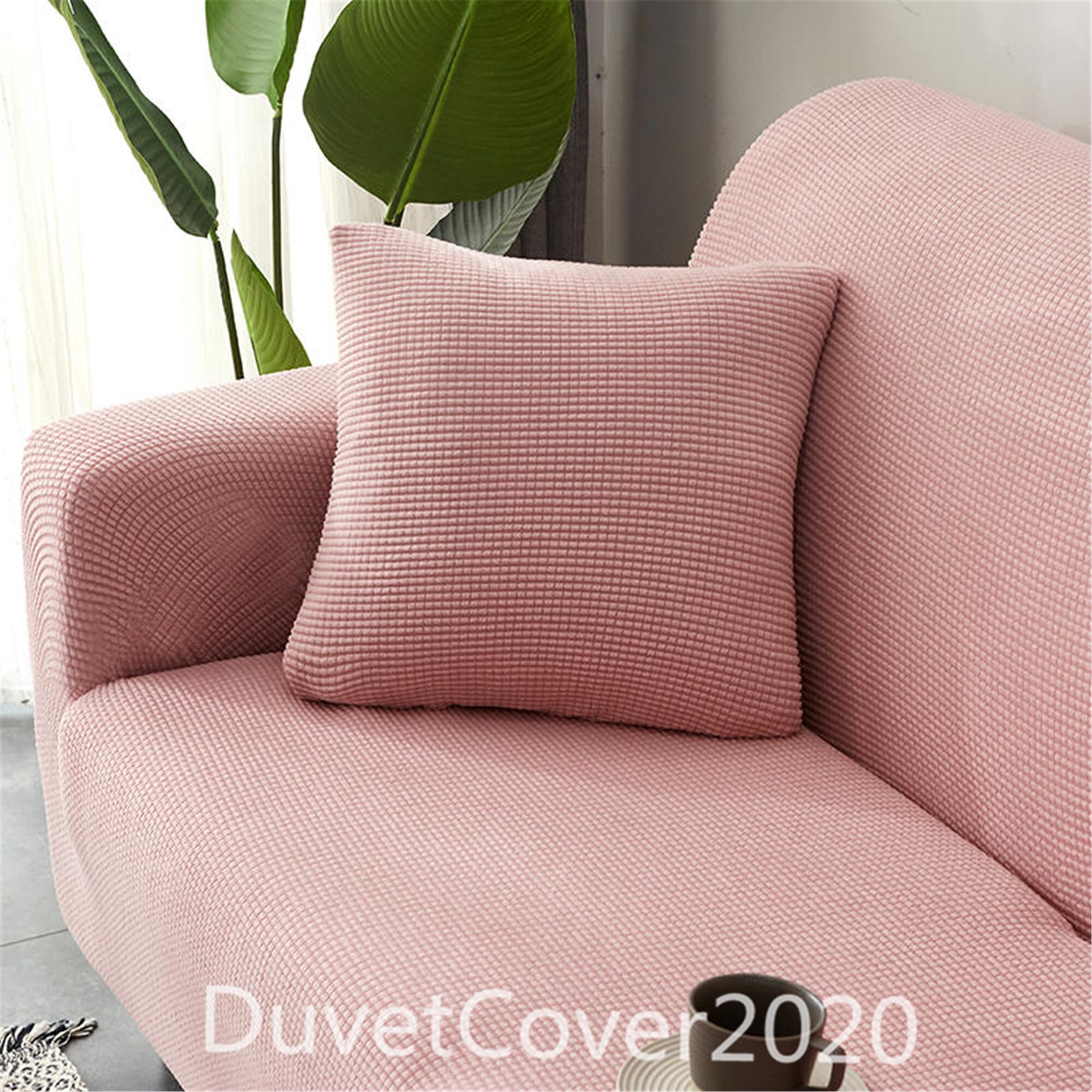 Sofa Cover StretchSolid Light Pink Couch Cover Sofa Etsy
