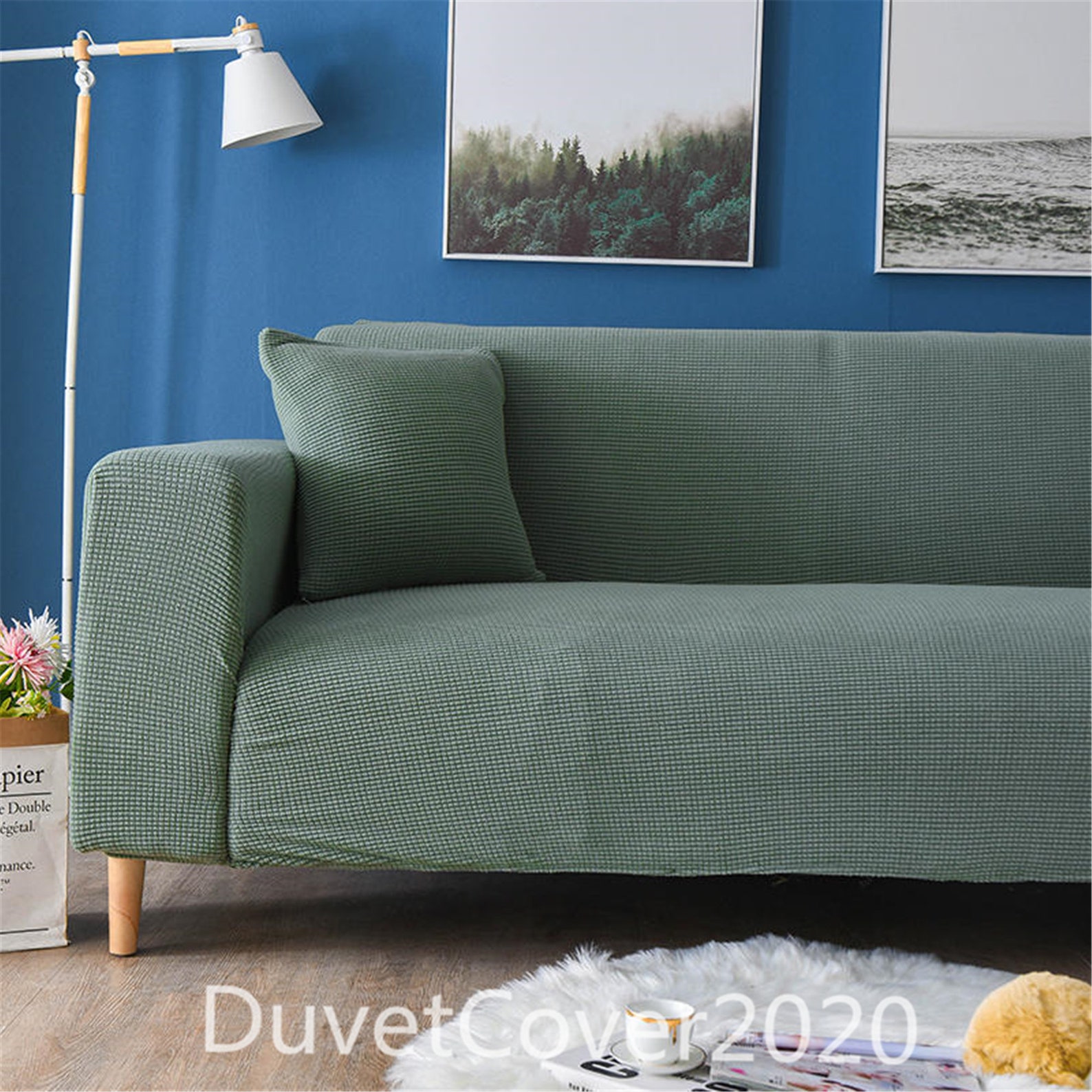 Minimalist Solid Color Green Couch Cover Sofa Cover Sofa Etsy