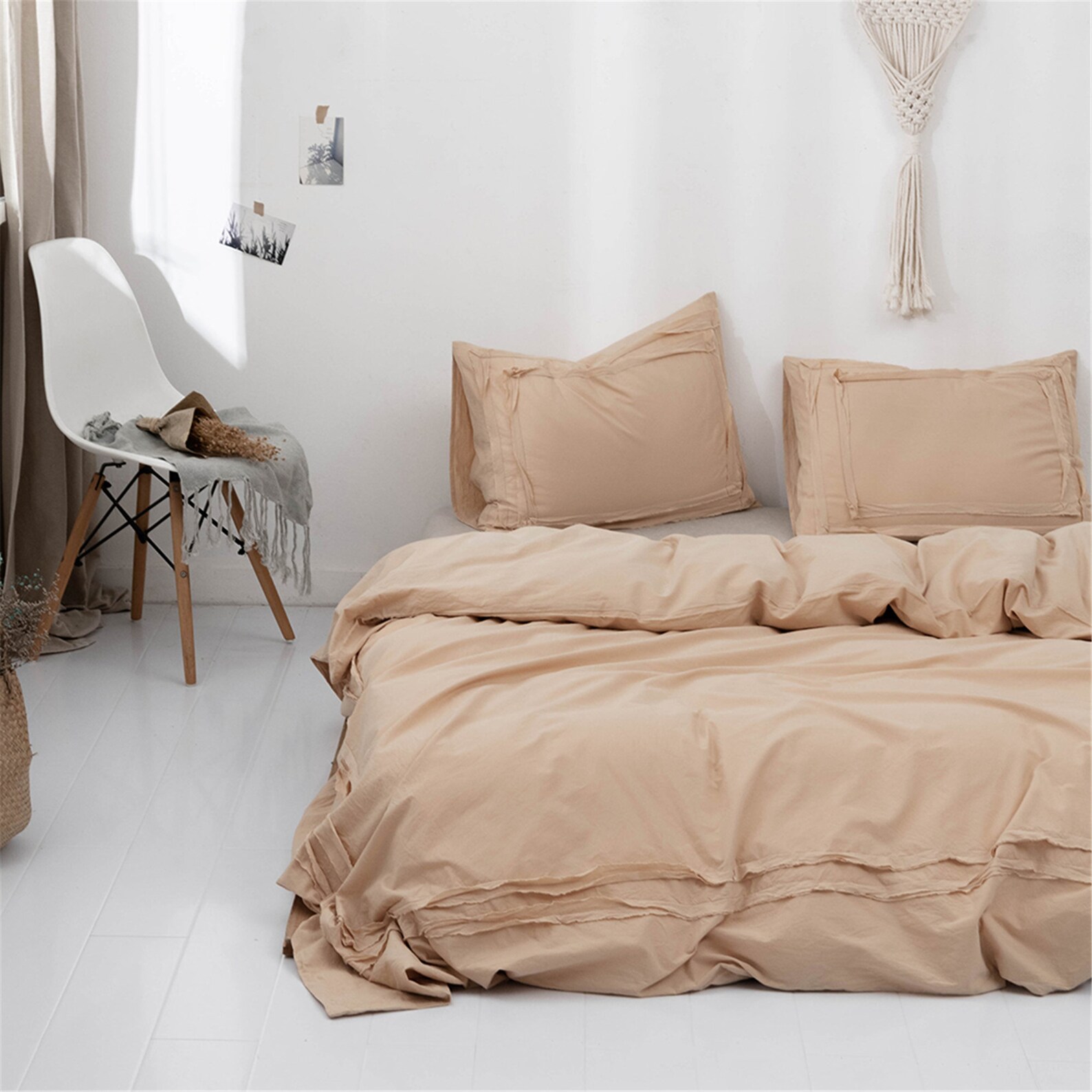 Khaki Concise Duvet Cover Set Soft 100 Cotton Bed Set Twin Etsy